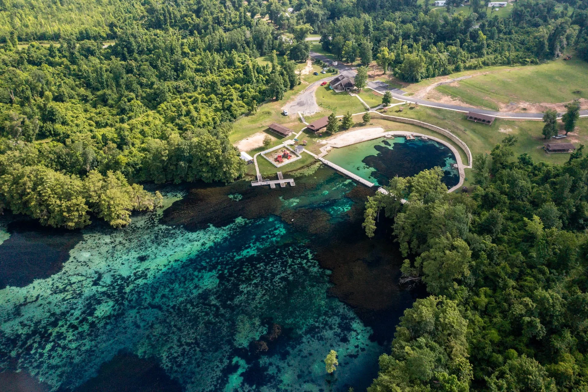 Aerial view of Jackson Blue Springs, Florida