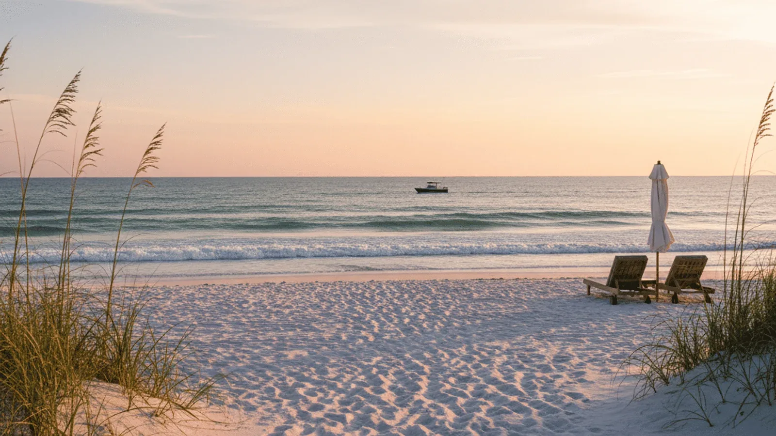 Sunset over the beach at Panama City Beach, Florida, about an hour from Blue Springs Ranch