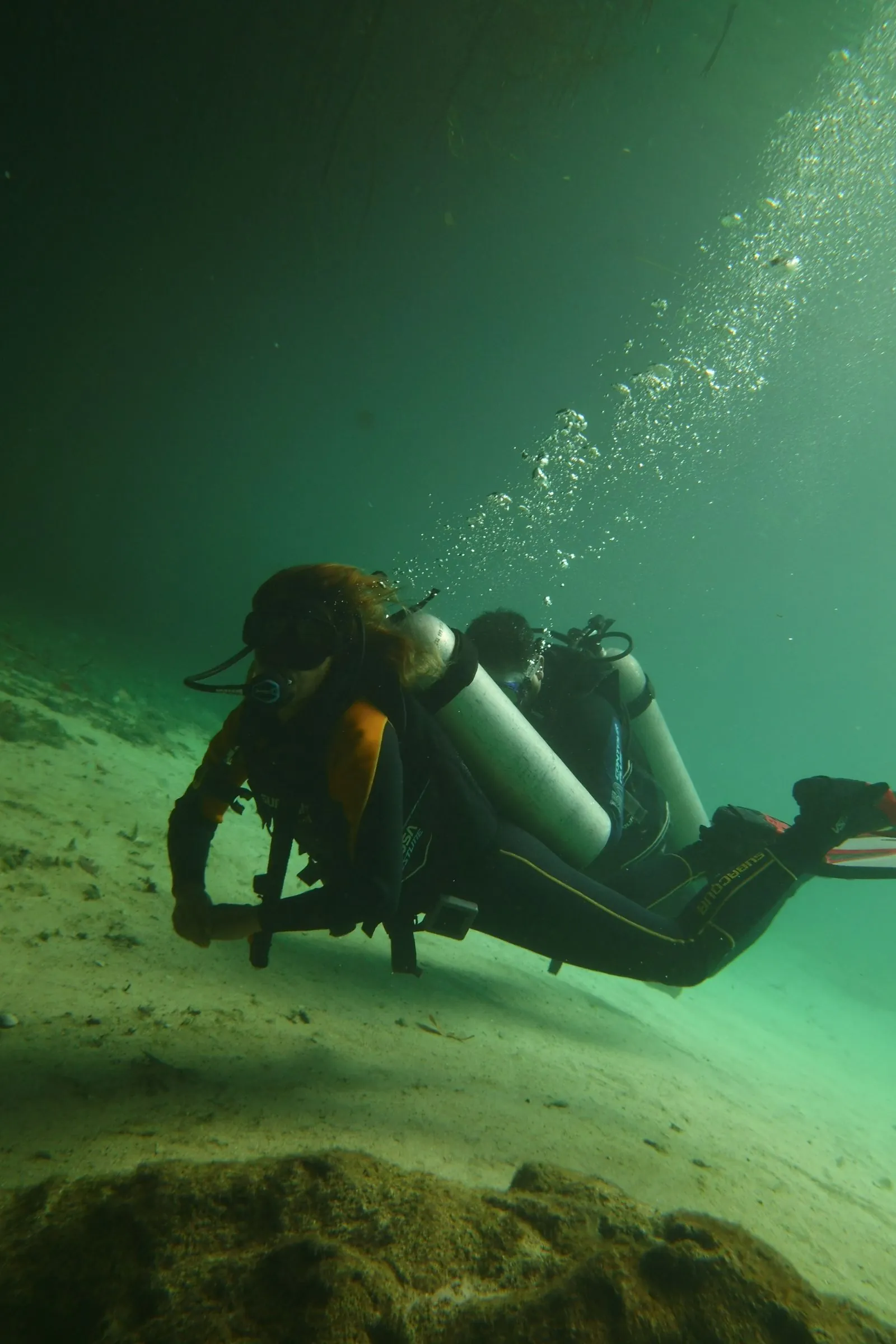 Scuba diving in the clear water of the Blue Springs Recreational Area